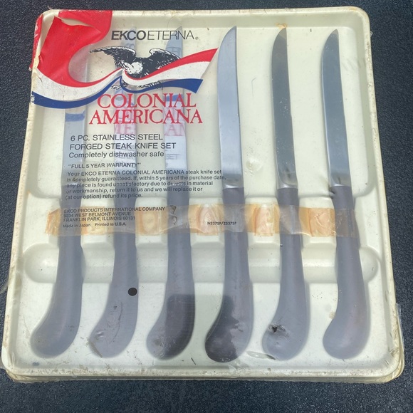 Ekco Eterna Colonial Americana Stainless Steel Forged Steak Knife Set-NEW - Picture 3 of 12
